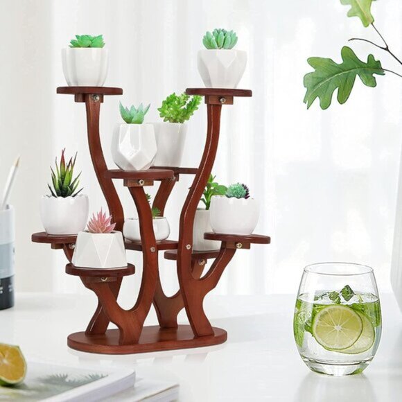 9-Pot Mini Succulent Stand, Multi-Layer Small Plant Display Shelf for Windowsill - Picture 7 of 7